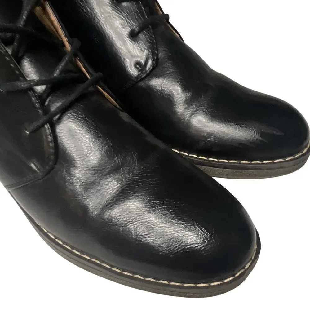 r2 Men's Black Leather Lace-Up Ankle Chukka Boots Round Toe US 9.5 M